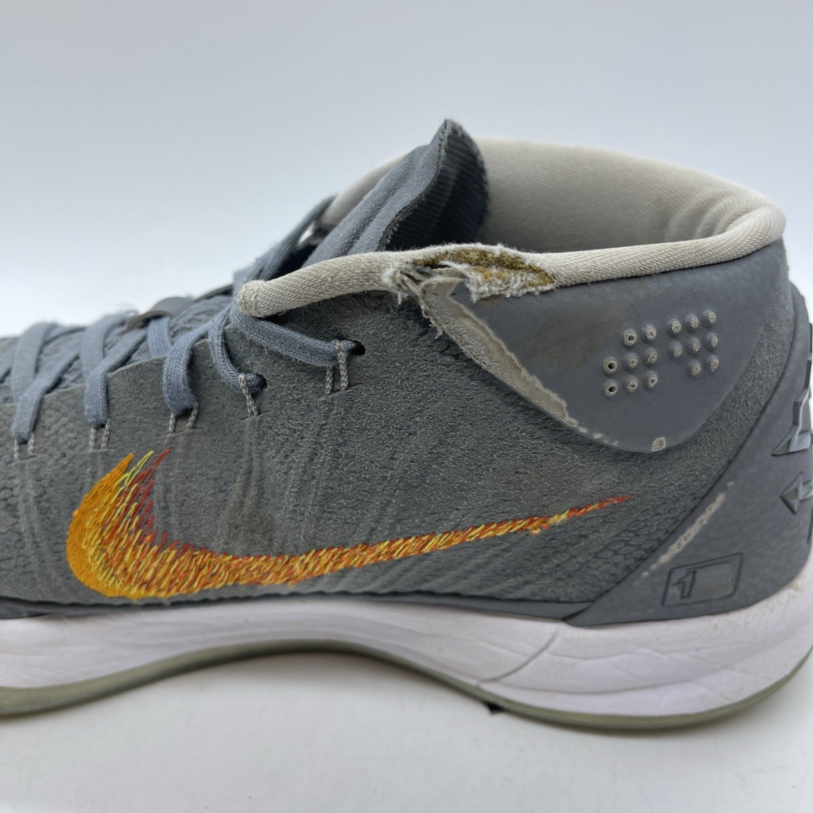 Size 11.5 - Nike Kobe A.D. Grey Snakeskin Red Orange Suede (922482-005)