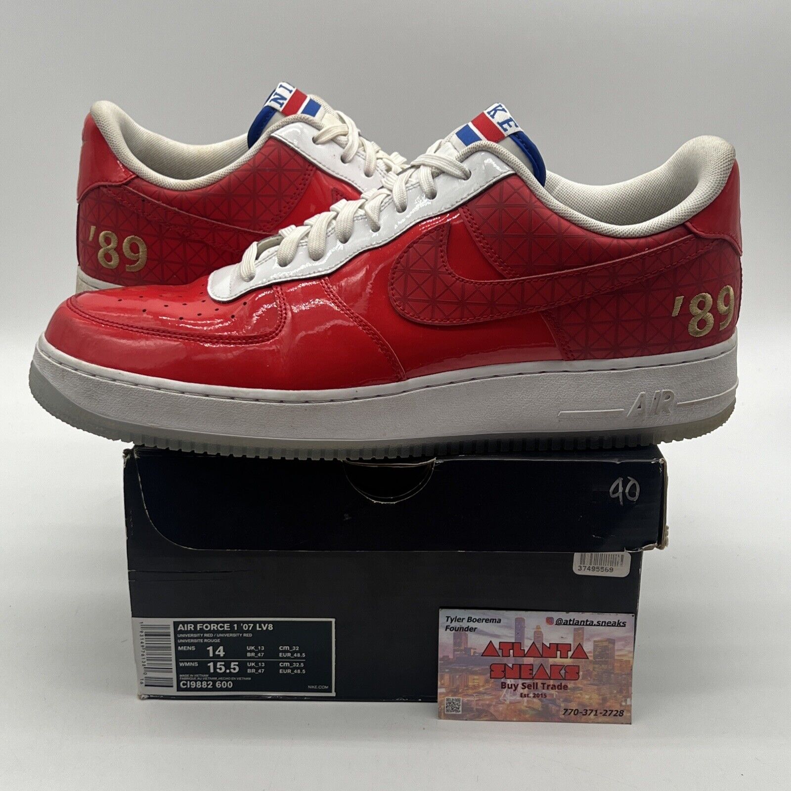 Size 14 - Nike Air Force 1 Low 1989 NBA Finals White Red Blue (CI9882-600)