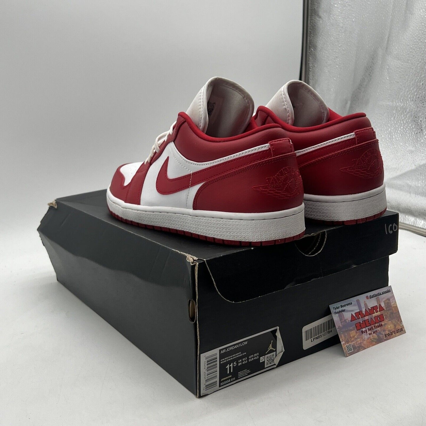 Size 11.5 - Air Jordan 1 Low Gym Red White Leather (553558-611)