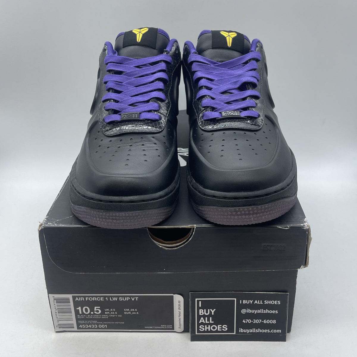 Size 10.5 - Nike Air Force 1 Supreme VT Low Kobe (453433-001)
