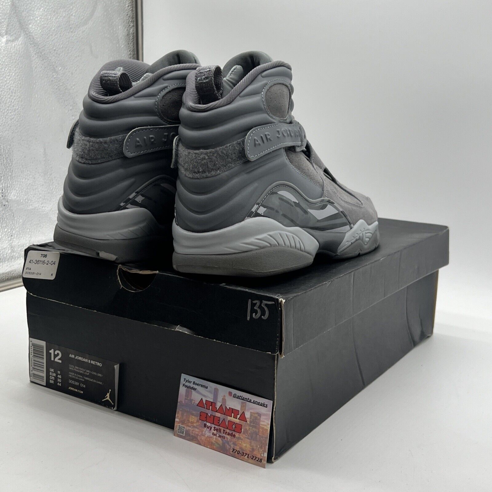 Size 12 - Air Jordan 8 Retro Cool Grey Suede Leather (305381-014)