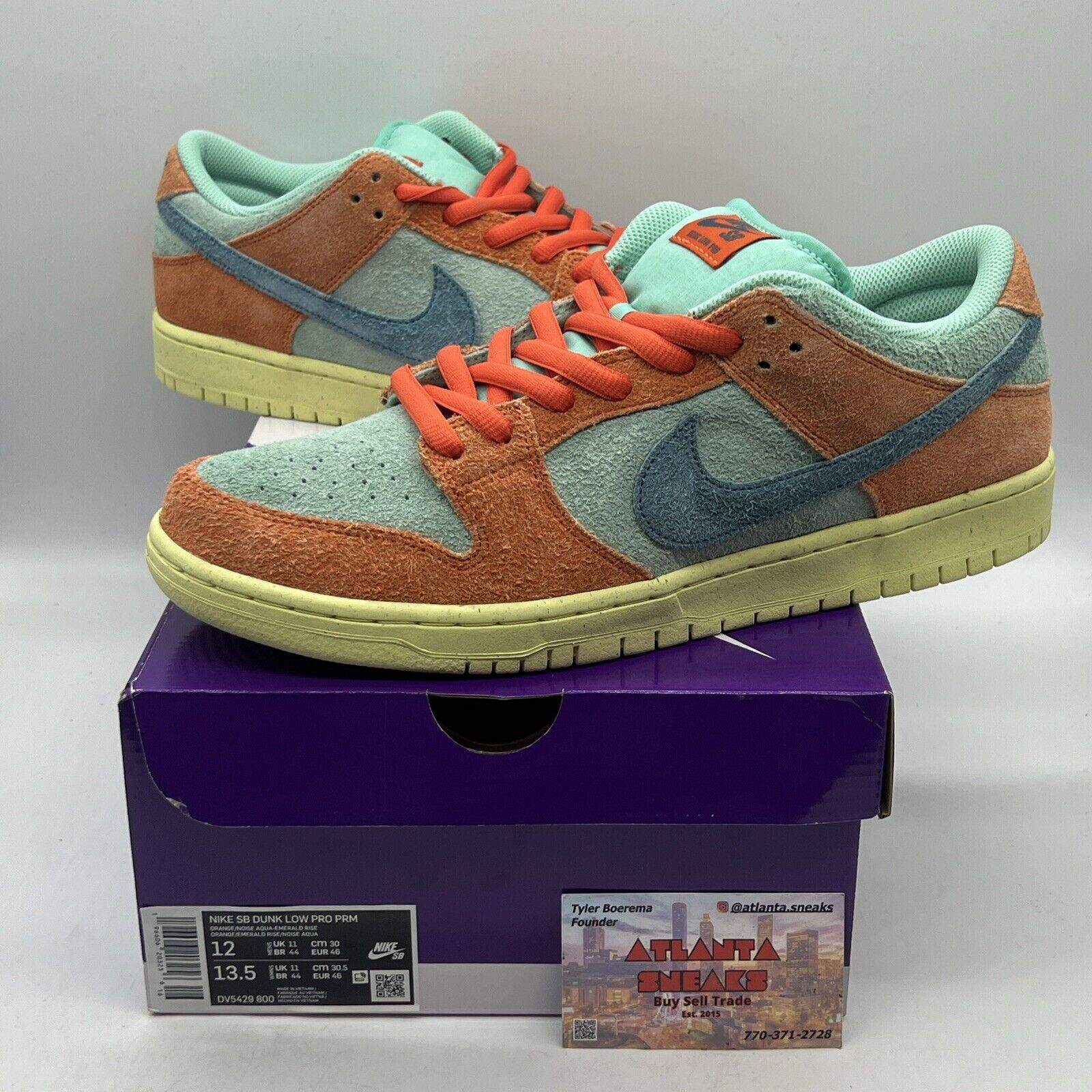 Size 12 - Nike SB Dunk Low Orange Emerald Rise Brand New Og All