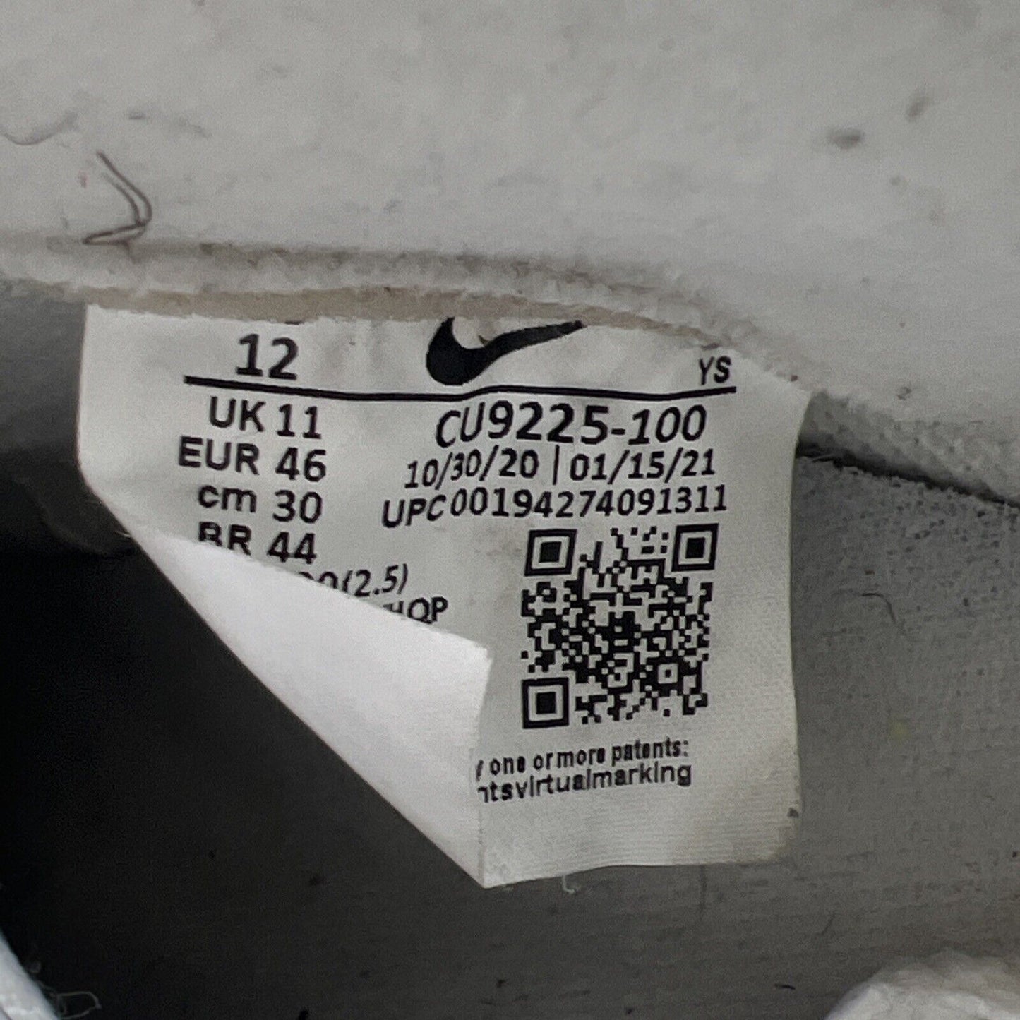 Size 12 - Nike Air Force 1 x Supreme Low Box Logo - White (CU9225-100)