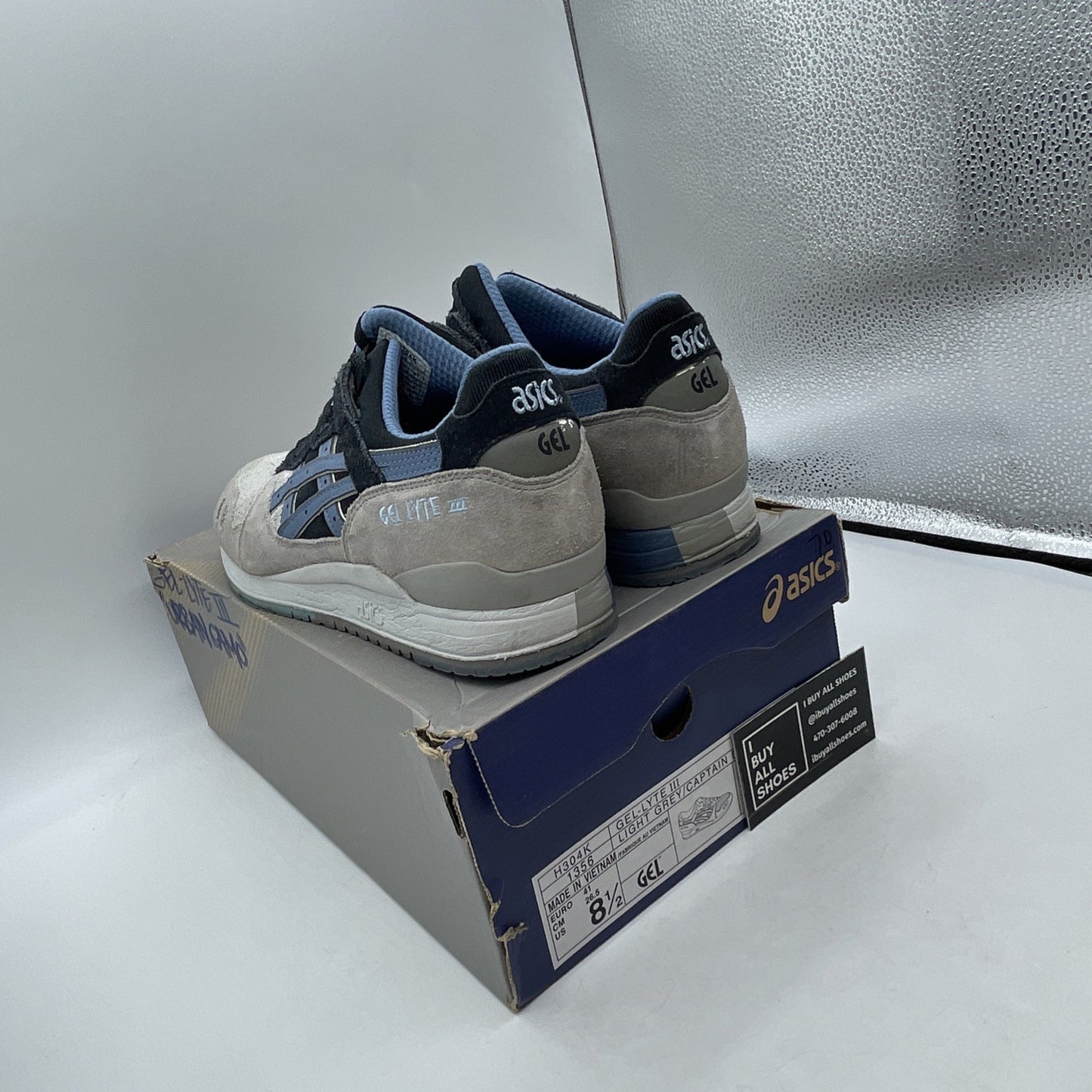 Size 8.5 - Asics Gel-Lyte III Light Grey/Captain Blue (H304K)