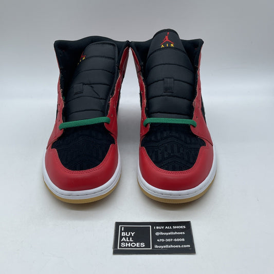 Size 11.5 - Air Jordan 1 SE Mid Christmas Black Red Suede Leather (DQ8417-006)