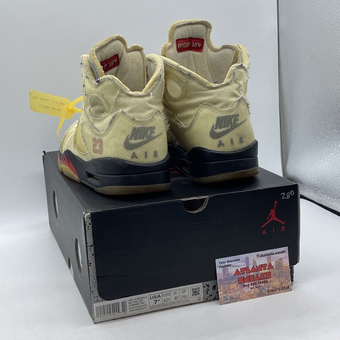 Size 7.5 - Jordan 5 SP x Off-White Mid Sail Red Black Silver (DH8565-100)