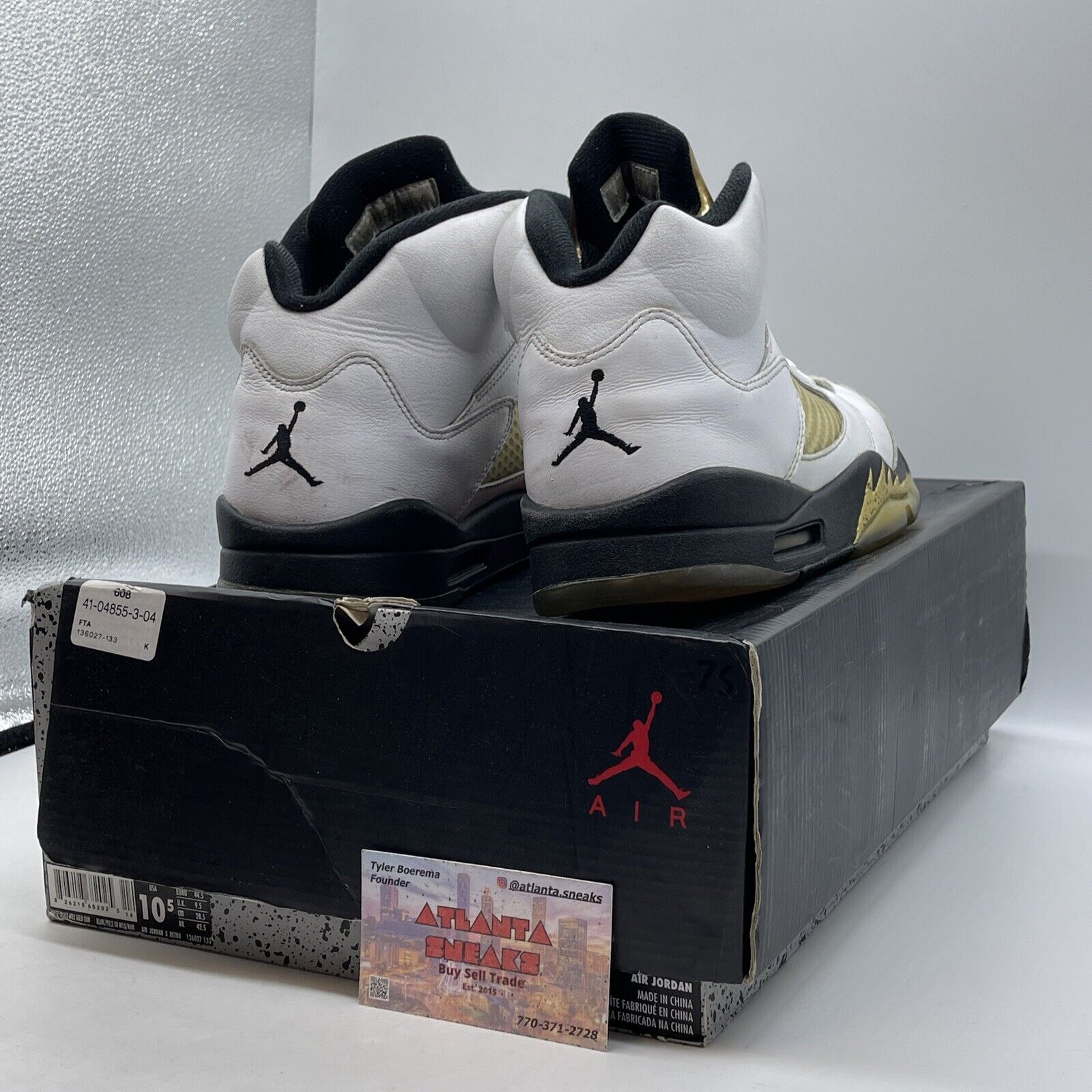 Size 10.5 - Air Jordan 5 Retro Olympic White Black Gold Leather (136027-133)