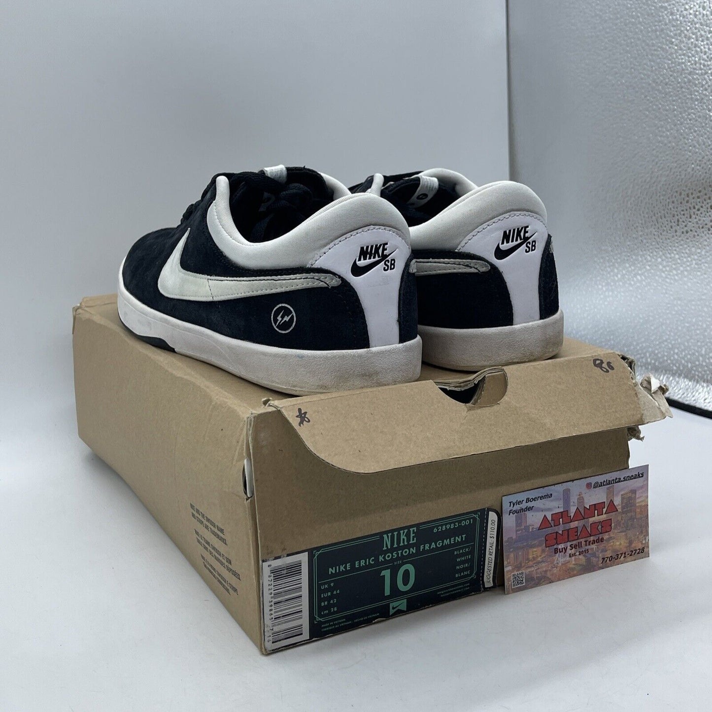 Size 10 - Nike Fragment Design x Eric Koston SB Black Suede (628983-001)