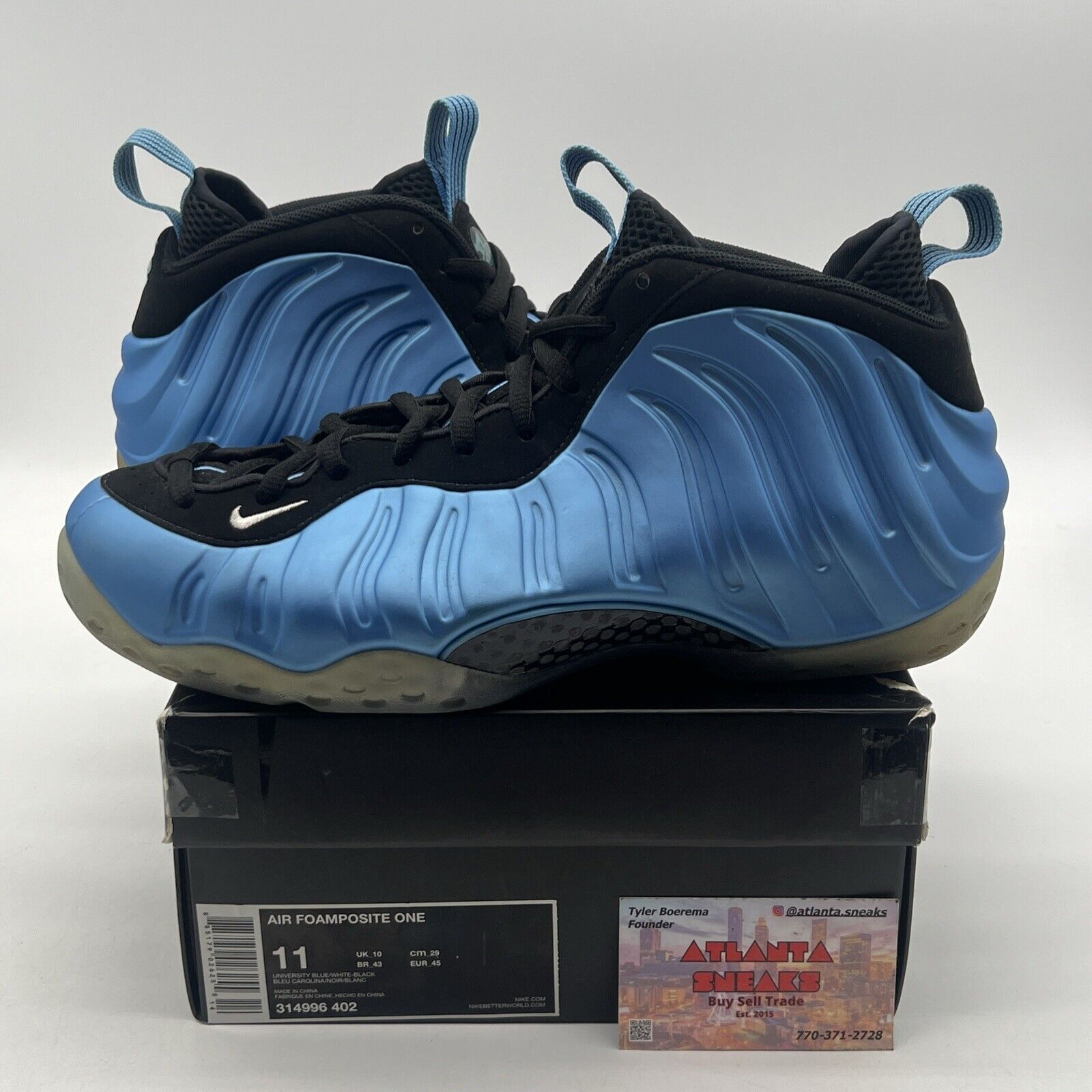 Size 11 - Nike Air Foamposite One University Blue Black Suede (314996-402)