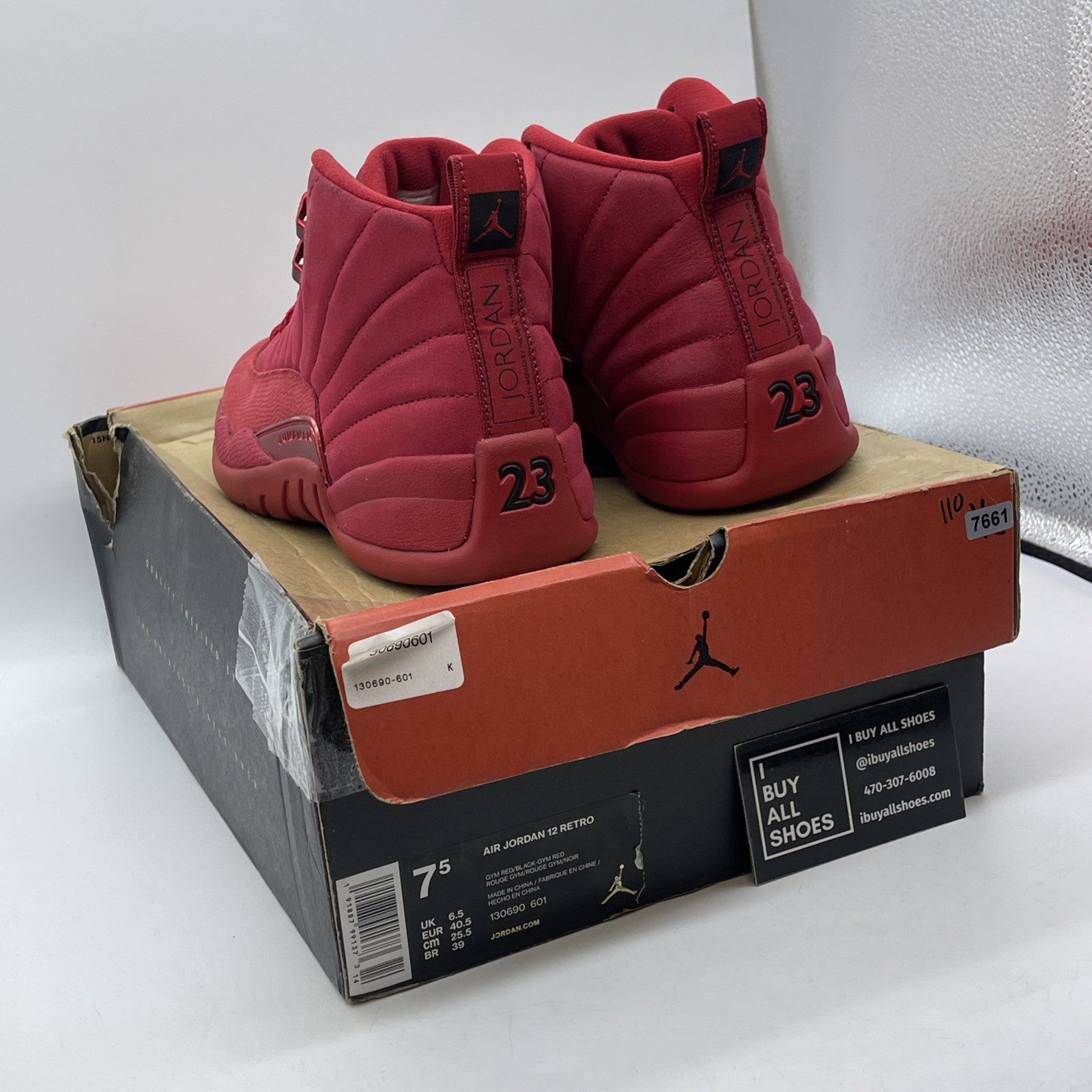 Size 7.5 - Air Jordan 12 Retro Gym Red Suede (130690-601)