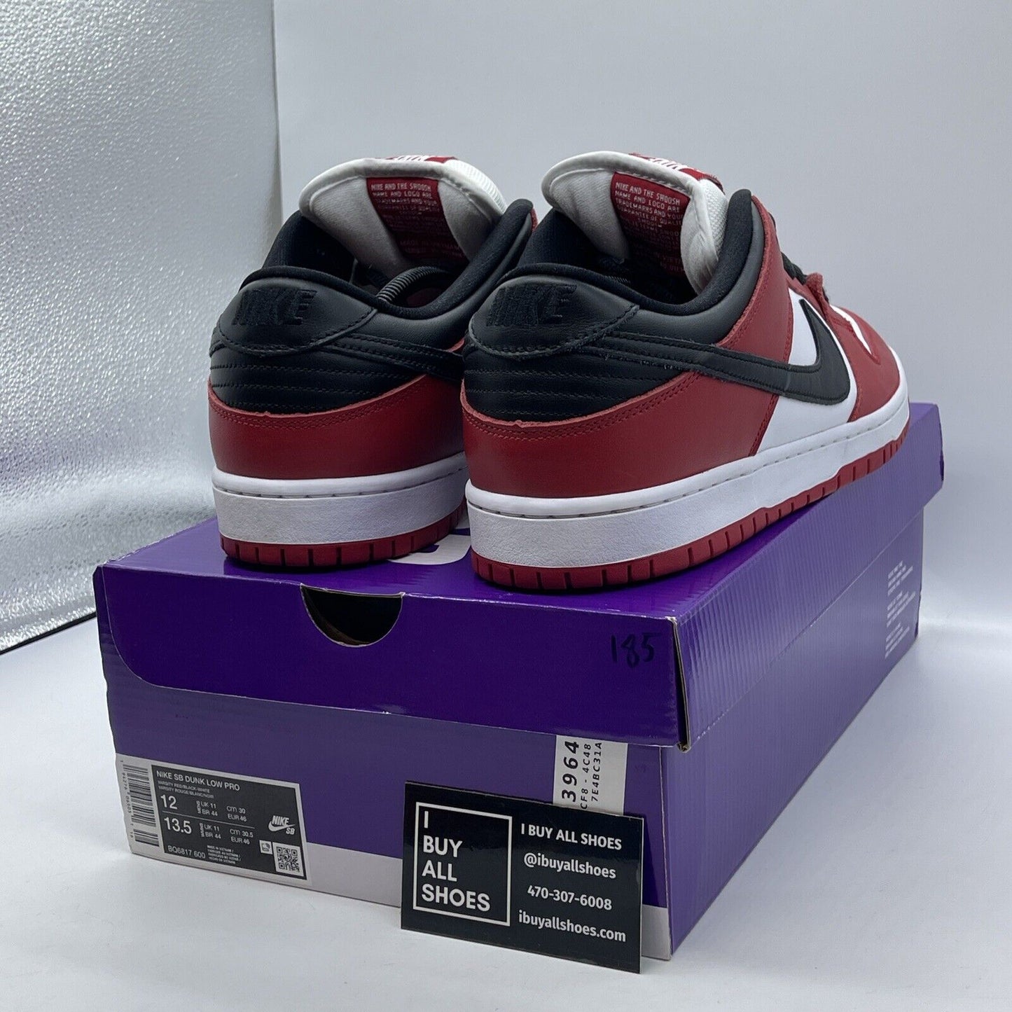 Size 12 - Nike SB Dunk Low J-Pack Chicago White Red Black Leather (BQ6817-600)