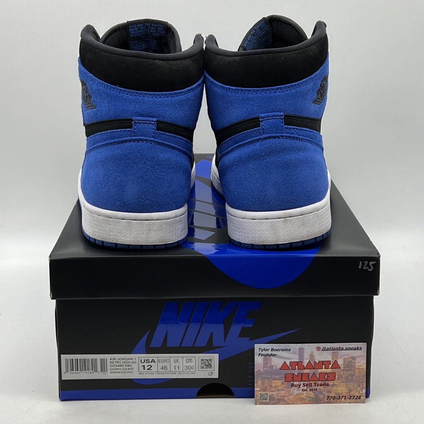 Size 12 - Jordan 1 Retro OG High Royal Reimagined Black Blue Suede (DZ5485-042)