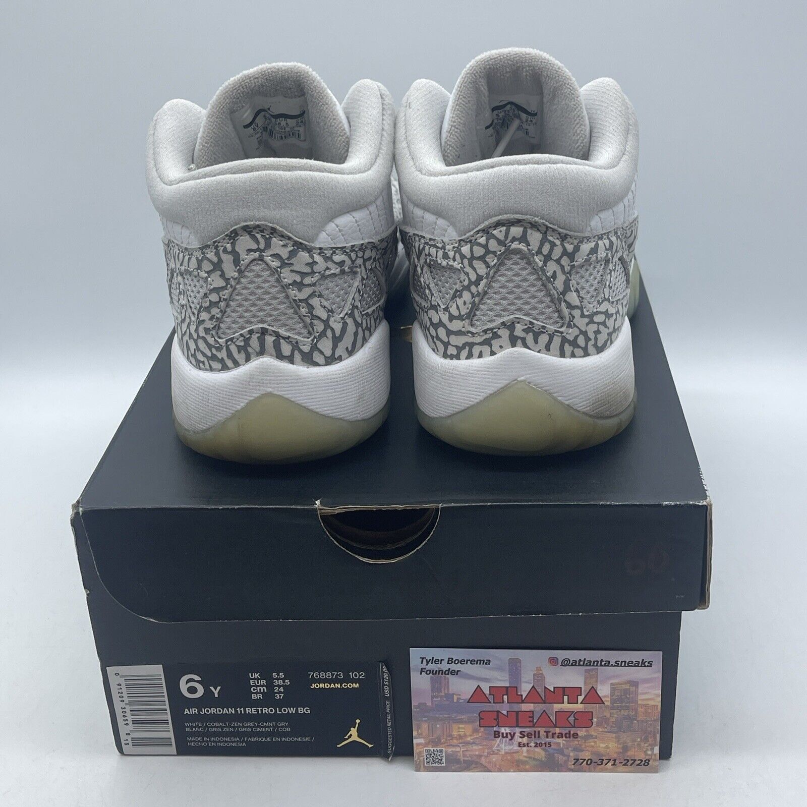 Size 6Y - Air Jordan 11 Retro IE 2015 Low Cobalt Grey White Suede (768873-102)