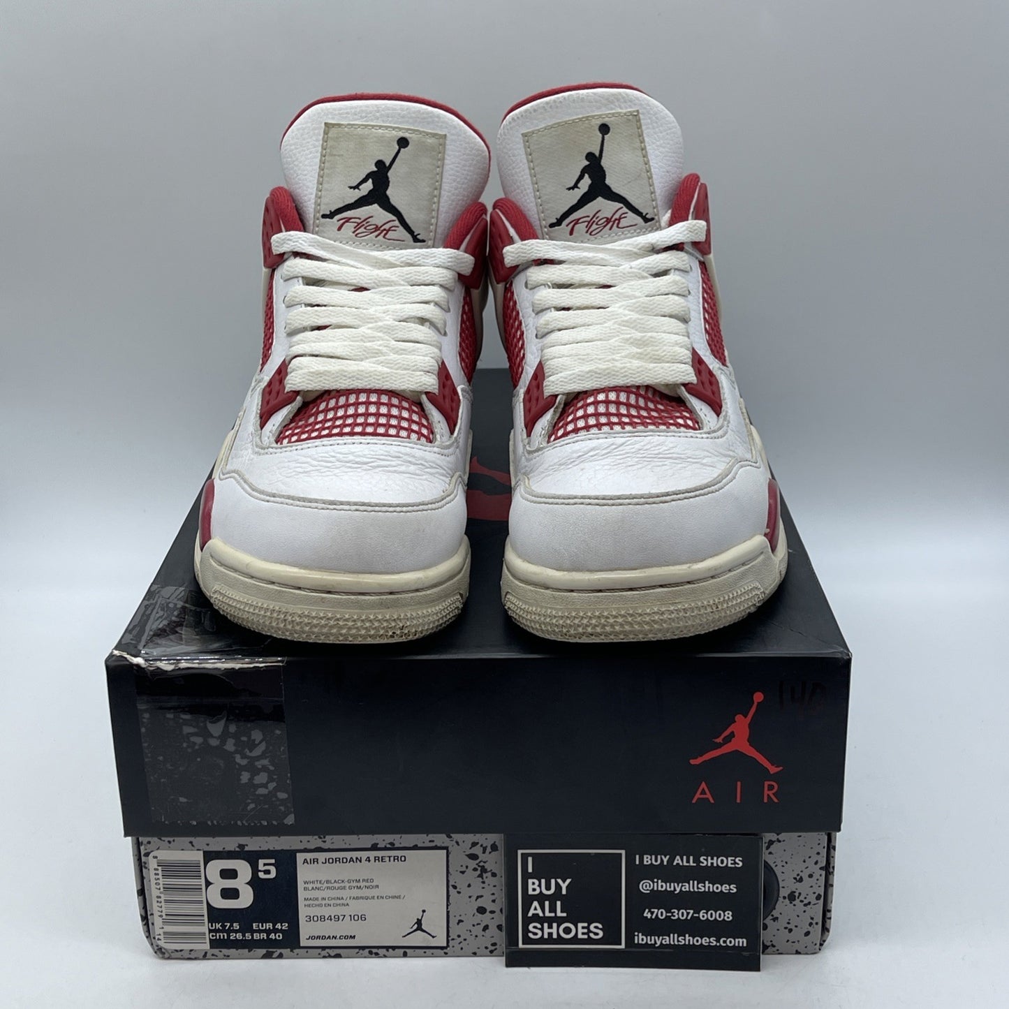 Size 8.5 - Jordan 4 Retro alternate 89 2016 Red White Leather (308497-106)