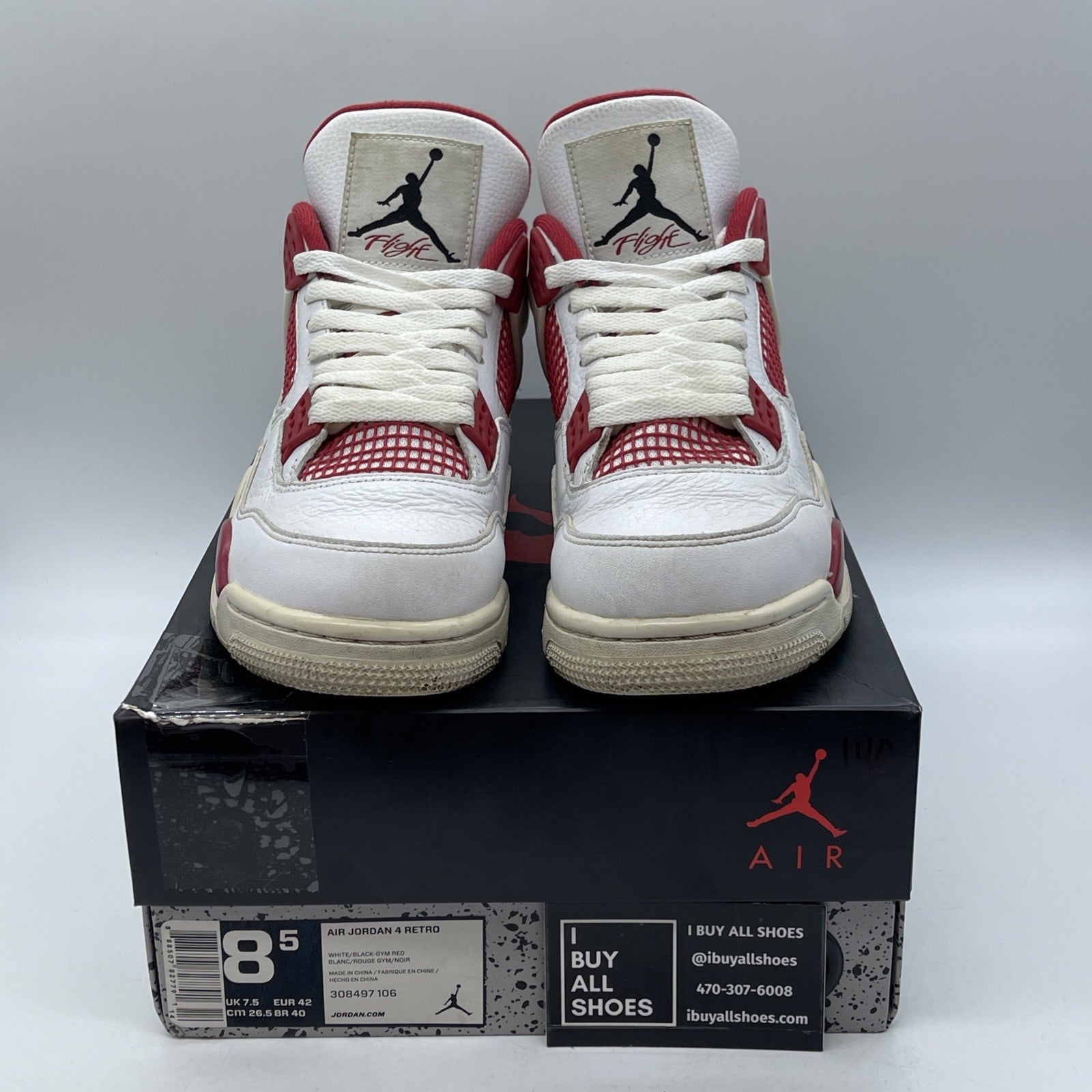 Size 8.5 - Jordan 4 Retro alternate 89 2016 Red White Leather (308497-106)