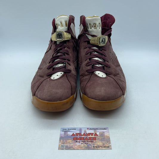 Size 10.5 - Air Jordan 7 Retro Cigar Burgundy White Suede Leather (725093-630)