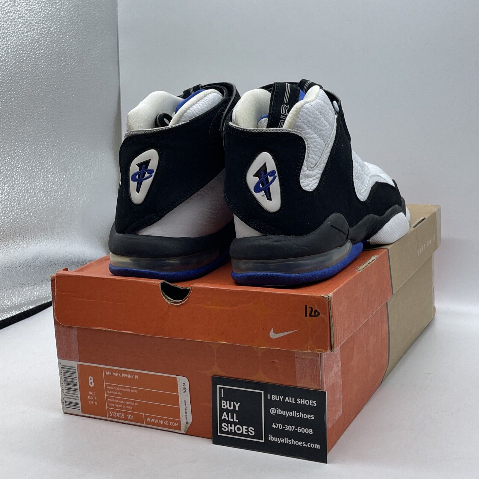 Size 8 - Nike Air Max Penny 4 2006 Orlando Home Black White Suede (312455-101)
