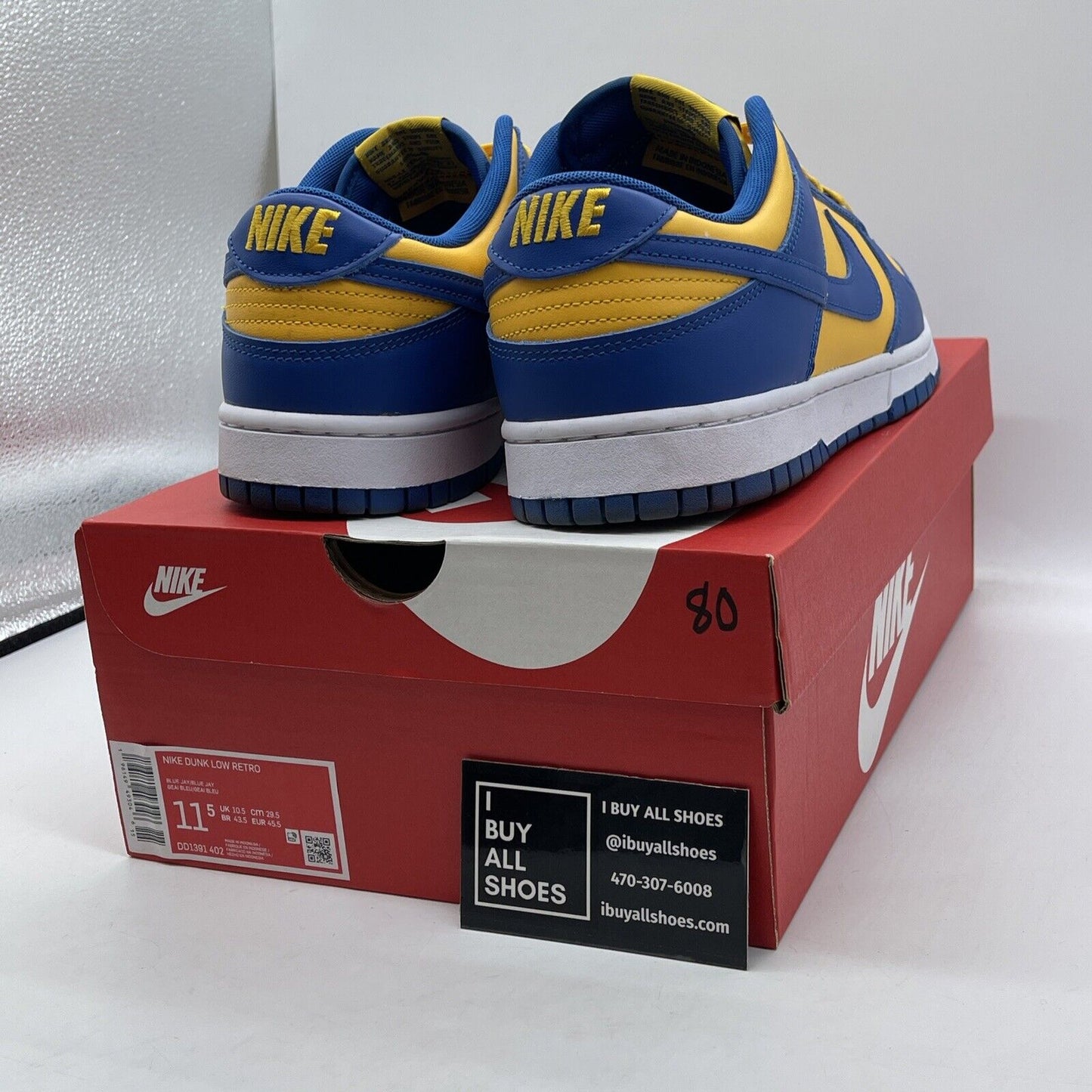 Size 11.5 - Nike Dunk Low UCLA Yellow Blue White Suede Leather (DD1391-402)