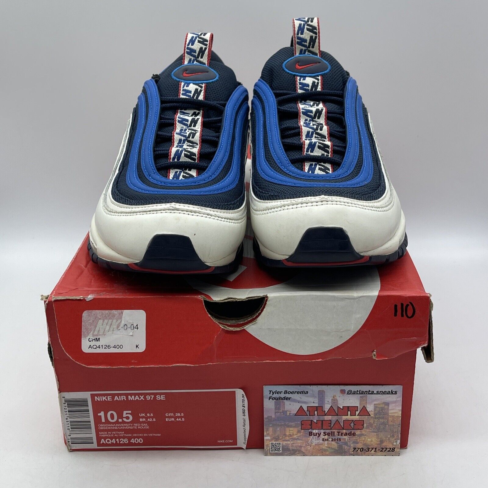 Size 10.5 - Nike Air Max 97 SE Blue Nebula Suede White Leather (AQ4126-400)