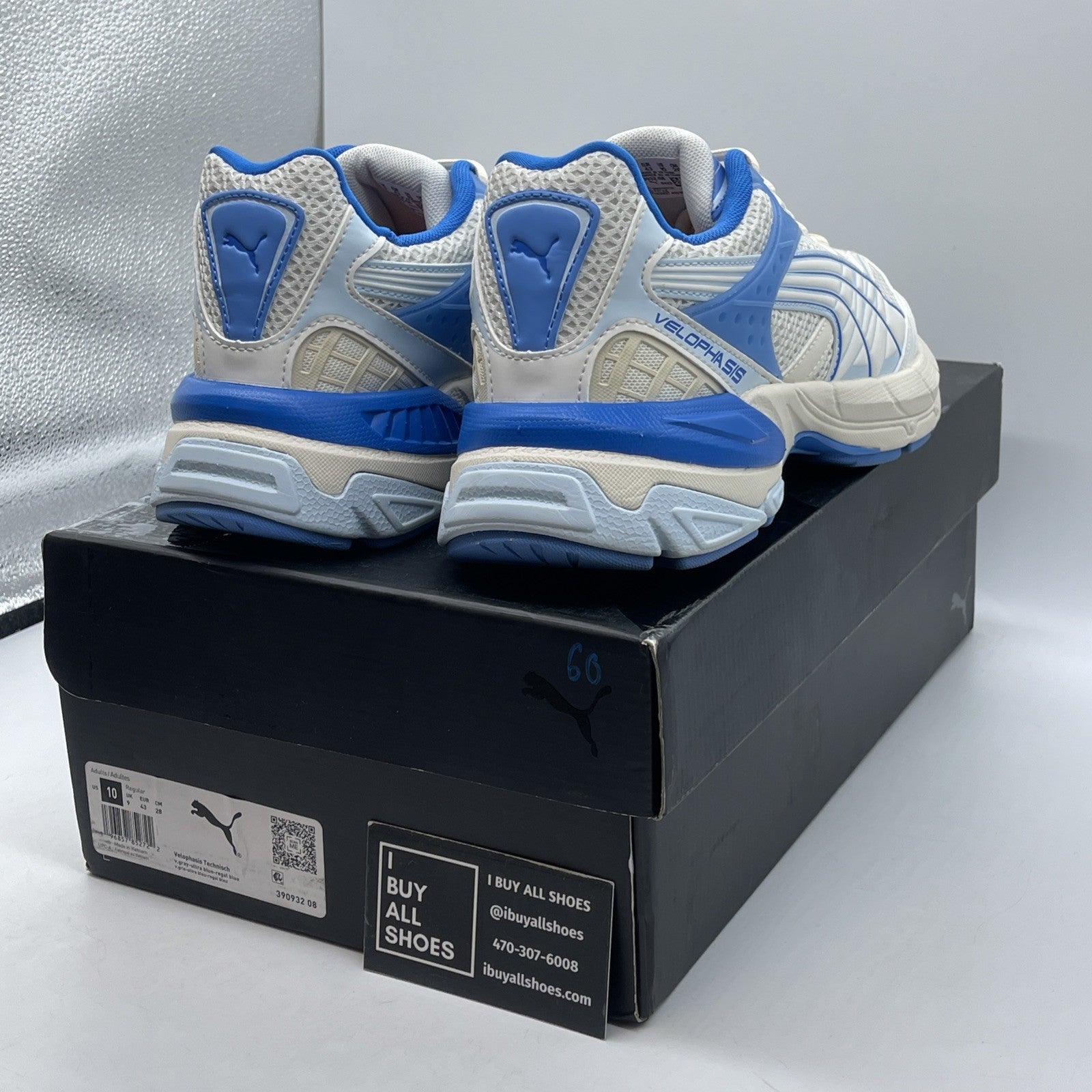 Size 10 - Puma Running Blue Ivory Velophasis Technisch Suede (390932-08)