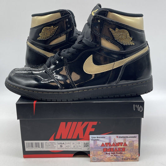 Size 9 - Jordan 1 Black 2020 Black Gold (555088-032)