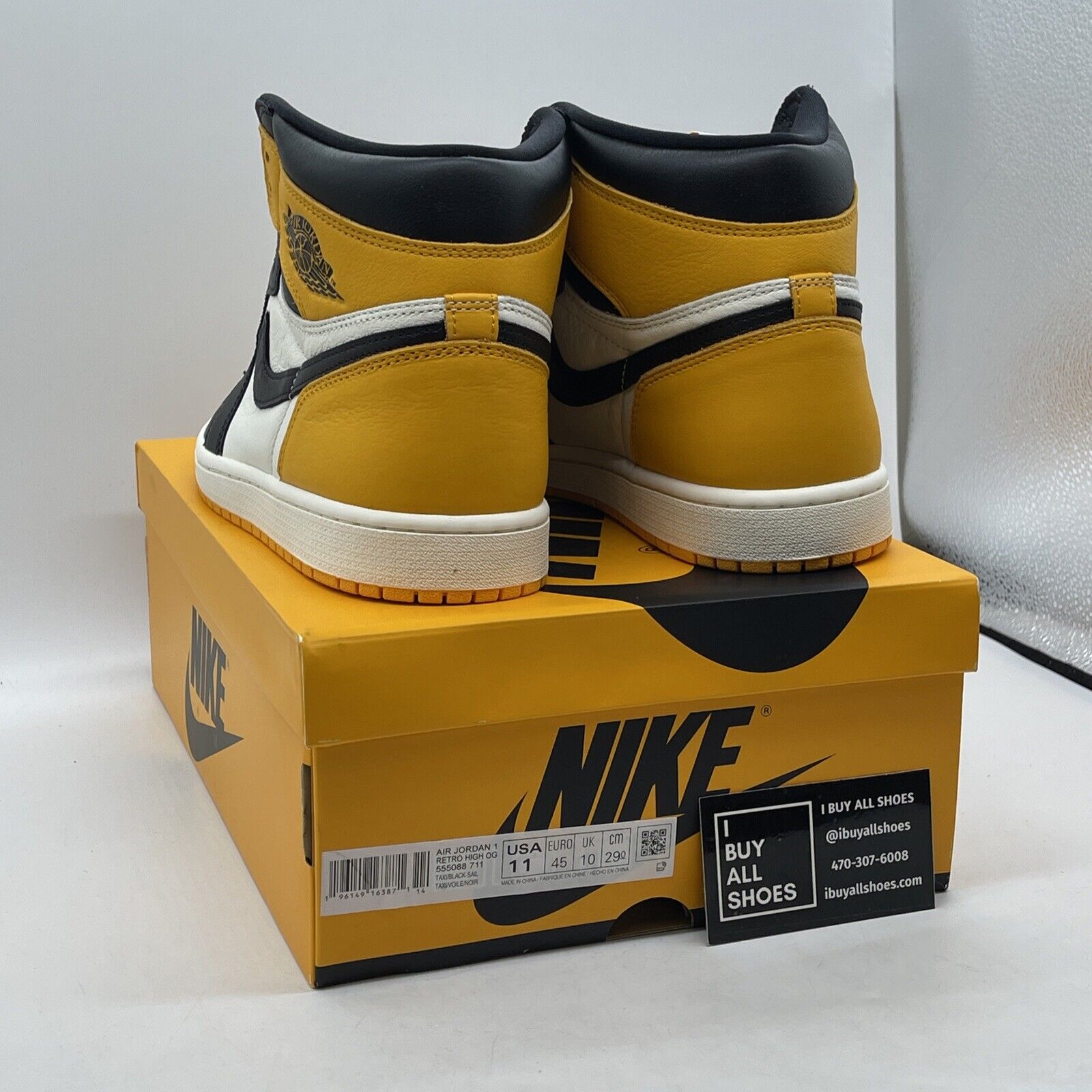 Size 11 - Jordan 1 Retro OG High Yellow Toe White Black Leather (555088-711)