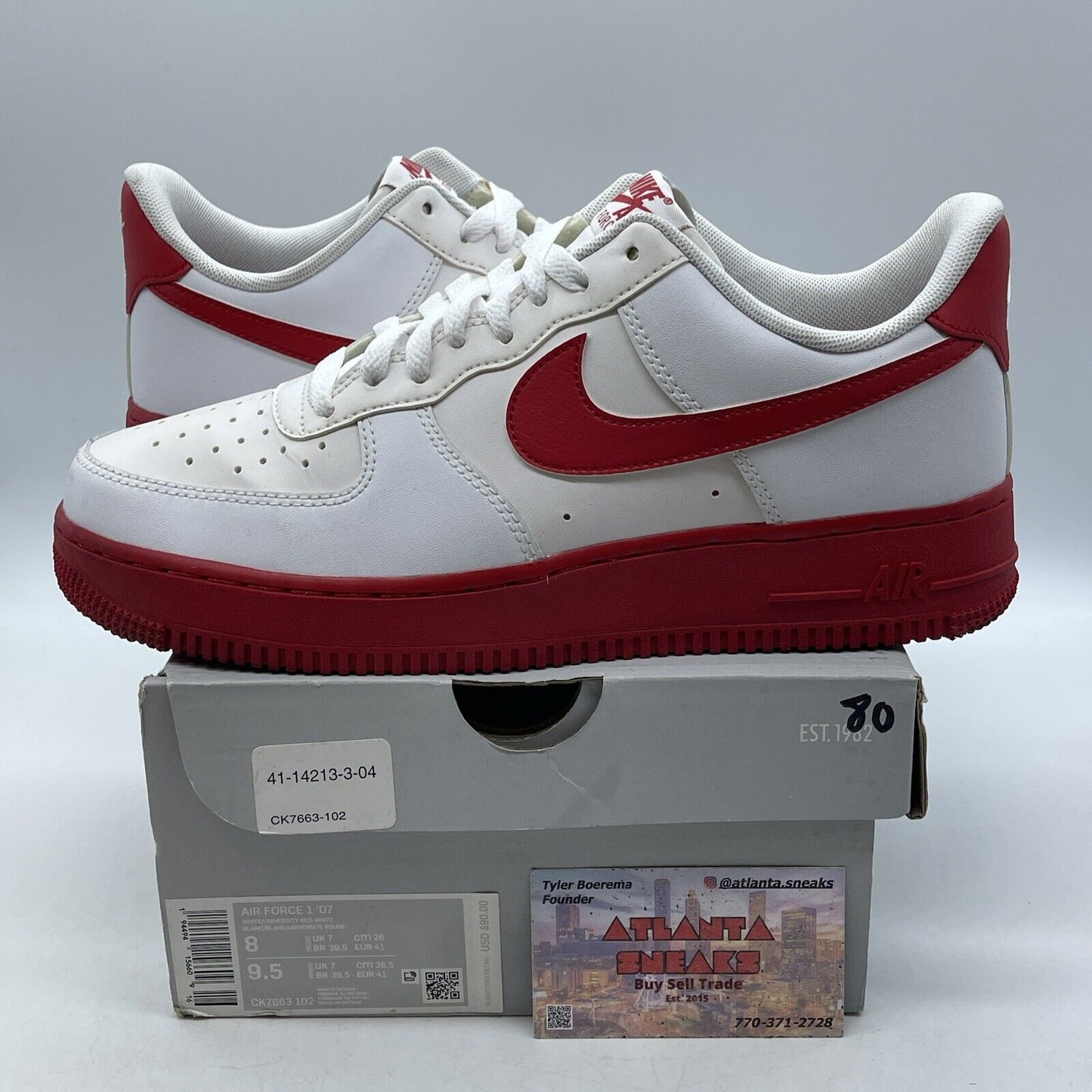 Size 8 - Nike Air Force 1 Low White Red Sole Leather (CK7663-102)