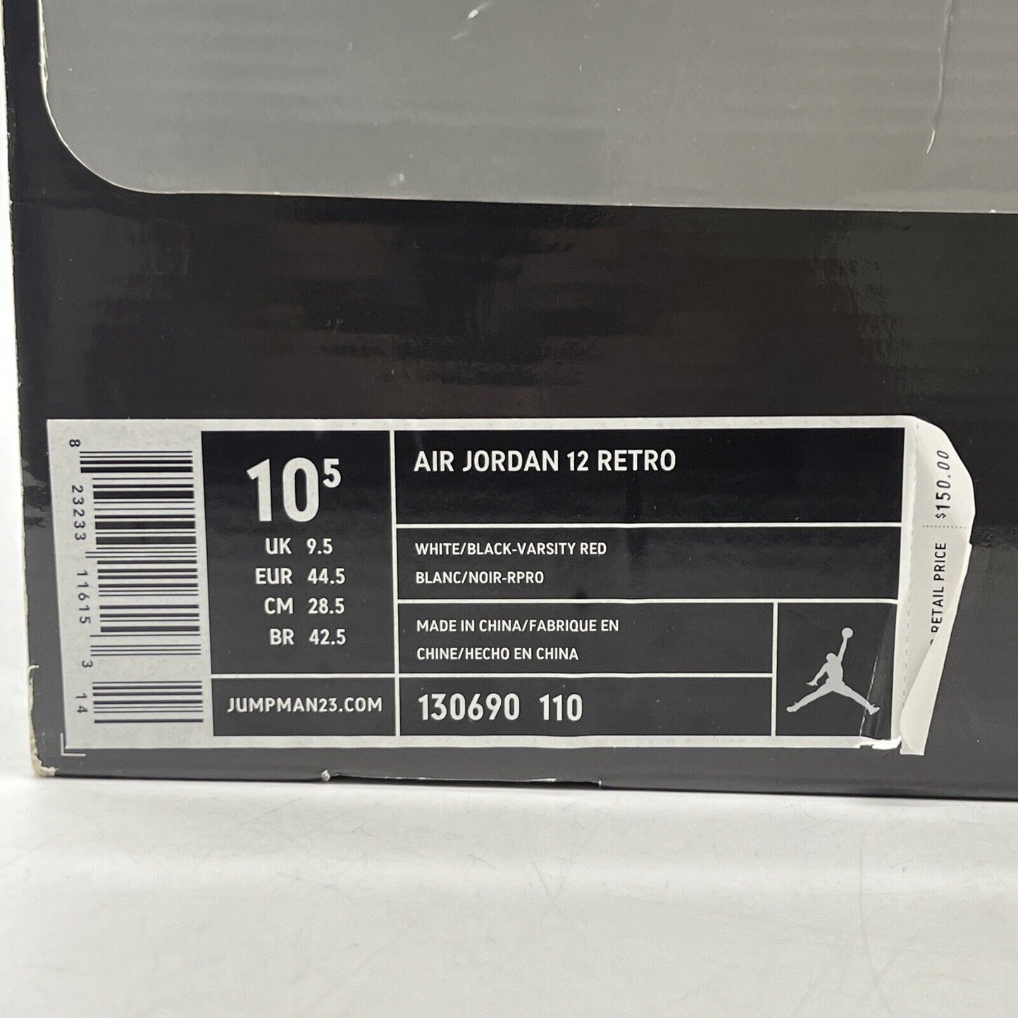 Size 10.5 - Air Jordan 12 Retro 2009 Cherry White Leather (130690-110)