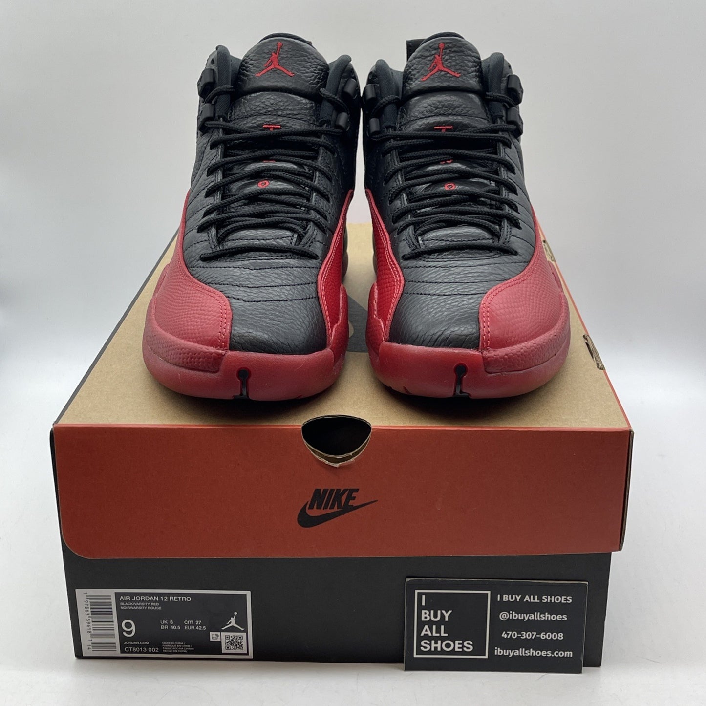 Size 9 - Air Jordan 12 Retro 2025 Flu Game Black Red Leather (CT8013-002)
