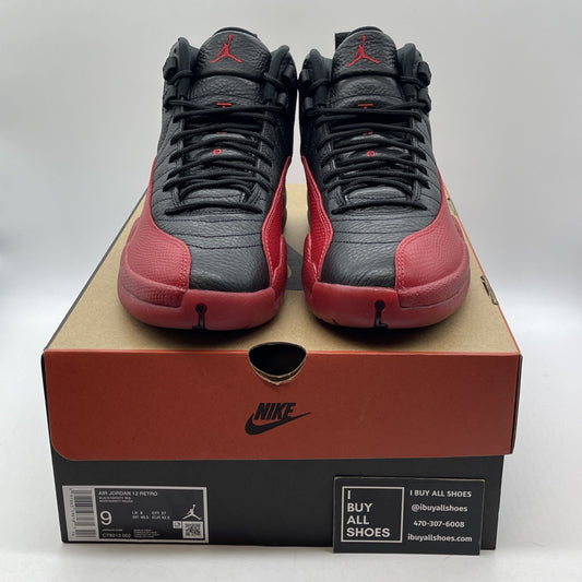 Size 9 - Air Jordan 12 Retro 2025 Flu Game Black Red Leather (CT8013-002)