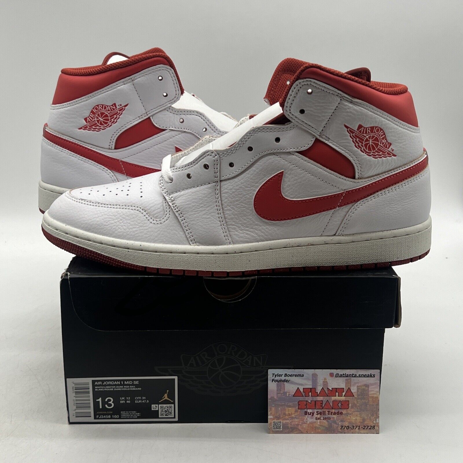 Size 13 - Nike Air Jordan 1 Mid SE White Lobster-Dune Red-Sail (FJ3458-160)