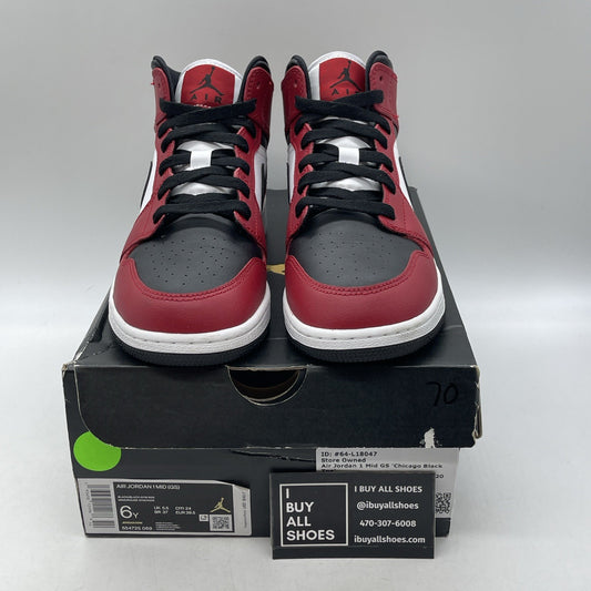 Size 6Y (GS) - Air Jordan 1 Mid Chicago Black Toe (554725-069)