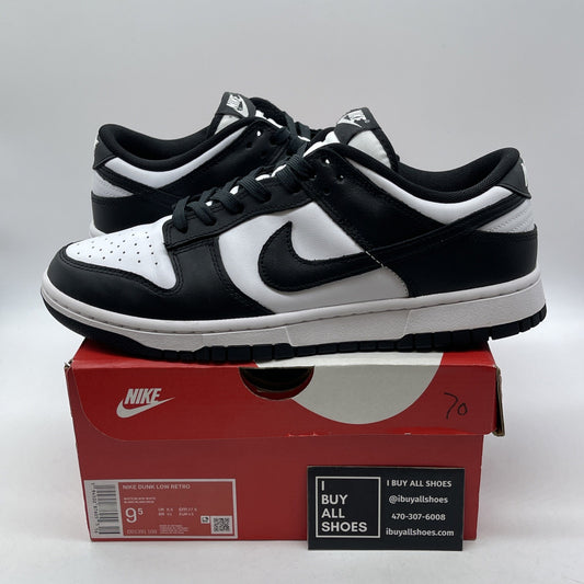 Size 9.5 - Nike Dunk Low Black White Leather (DD1391-100)