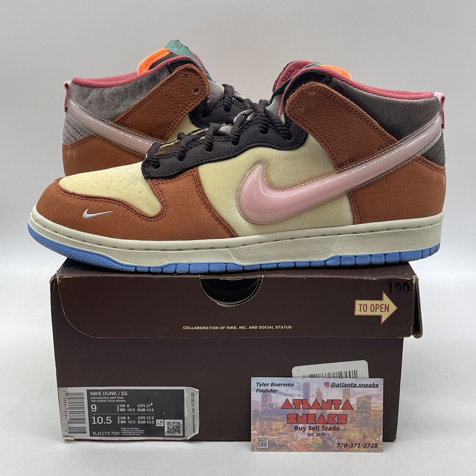 Size 9 - Nike Social Status x Dunk Mid Chocolate Milk Suede Leather (DJ1173-700)