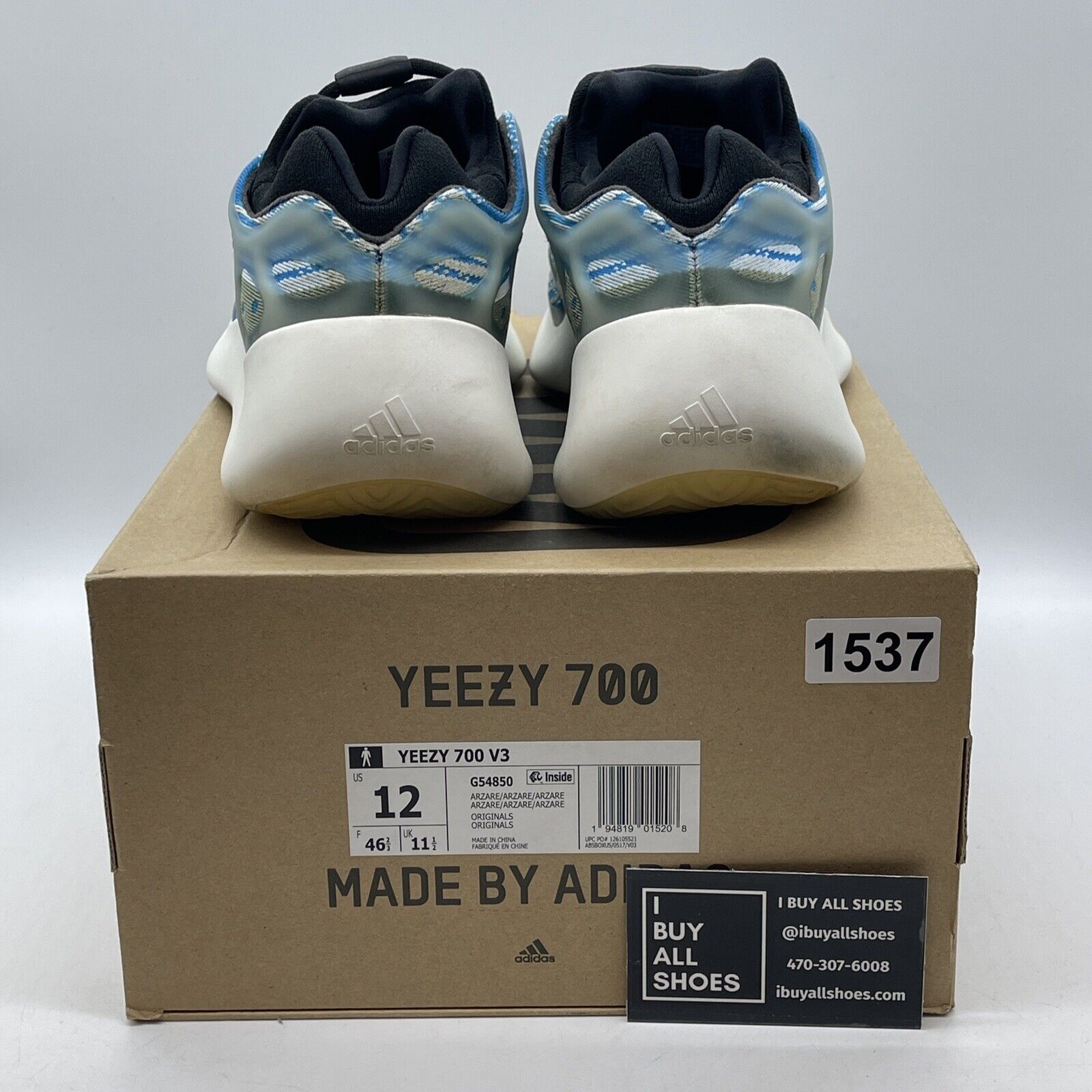 Size 12 - adidas Yeezy 700 V3 Arzareth Blue Green White Black Suede (G54850)