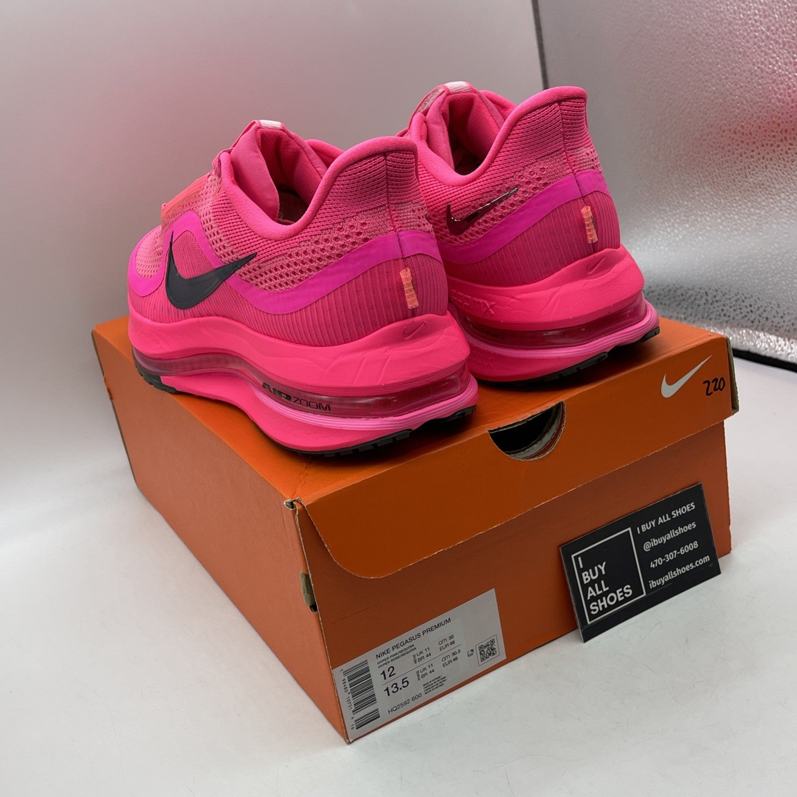 Size 12 - Nike Pegasus Premium Hyper Pink Black Suede Leather (HQ2592-600)
