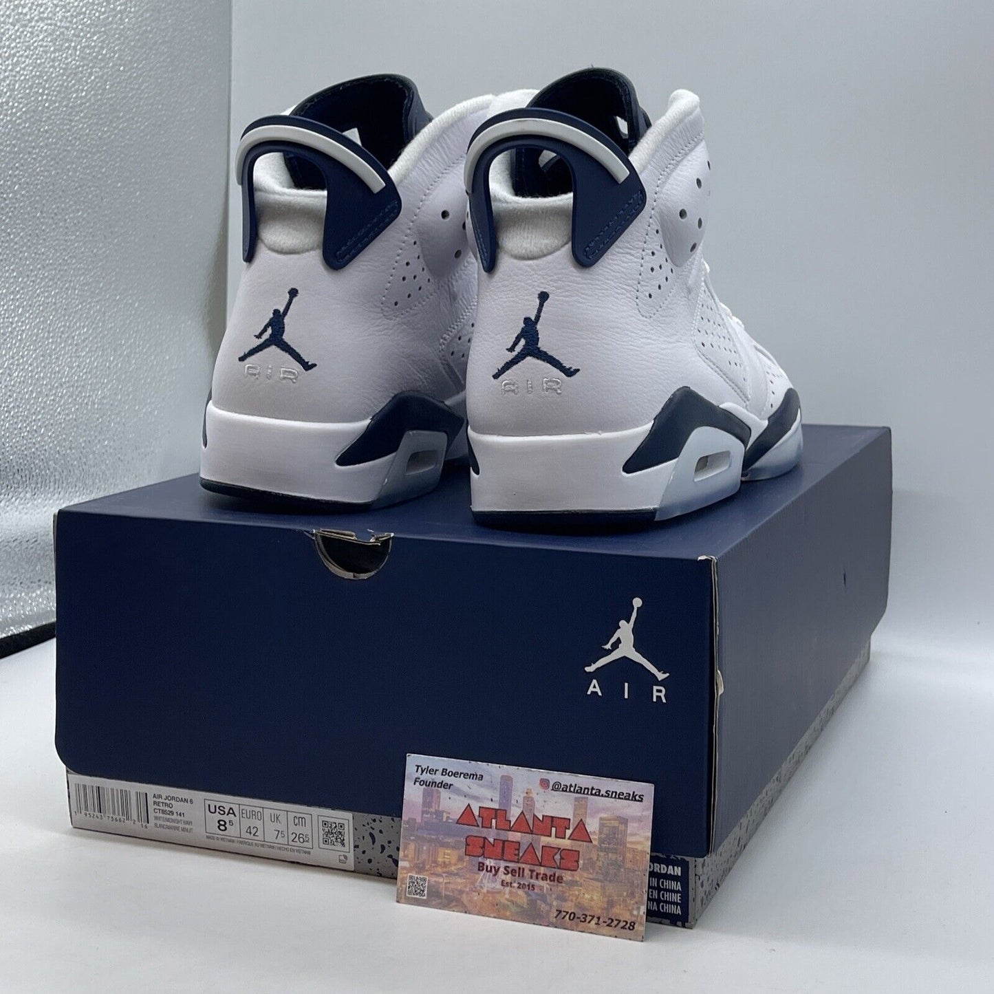 Size 8.5 - Jordan 6 Retro Midnight Navy Silver White Leather (CT8529-141)