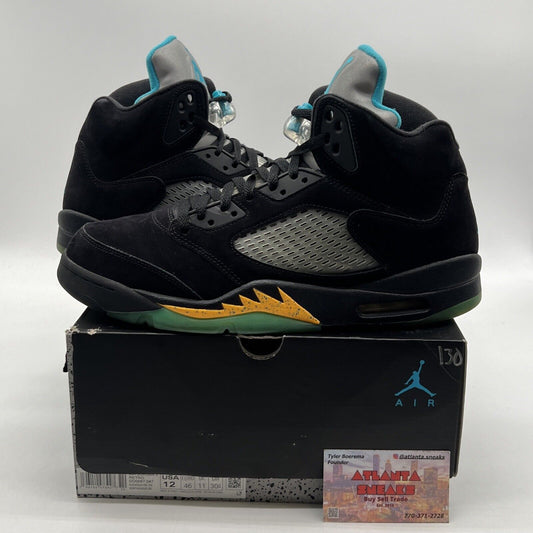 Size 12 - Jordan 5 Retro Mid Aqua Yellow Suede Blue (DD0587-047)