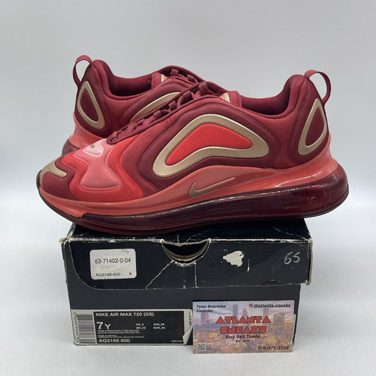 Size 7Y - Nike Air Max 720 GS Crimson Gold Red Pink Suede (AQ3195-600)