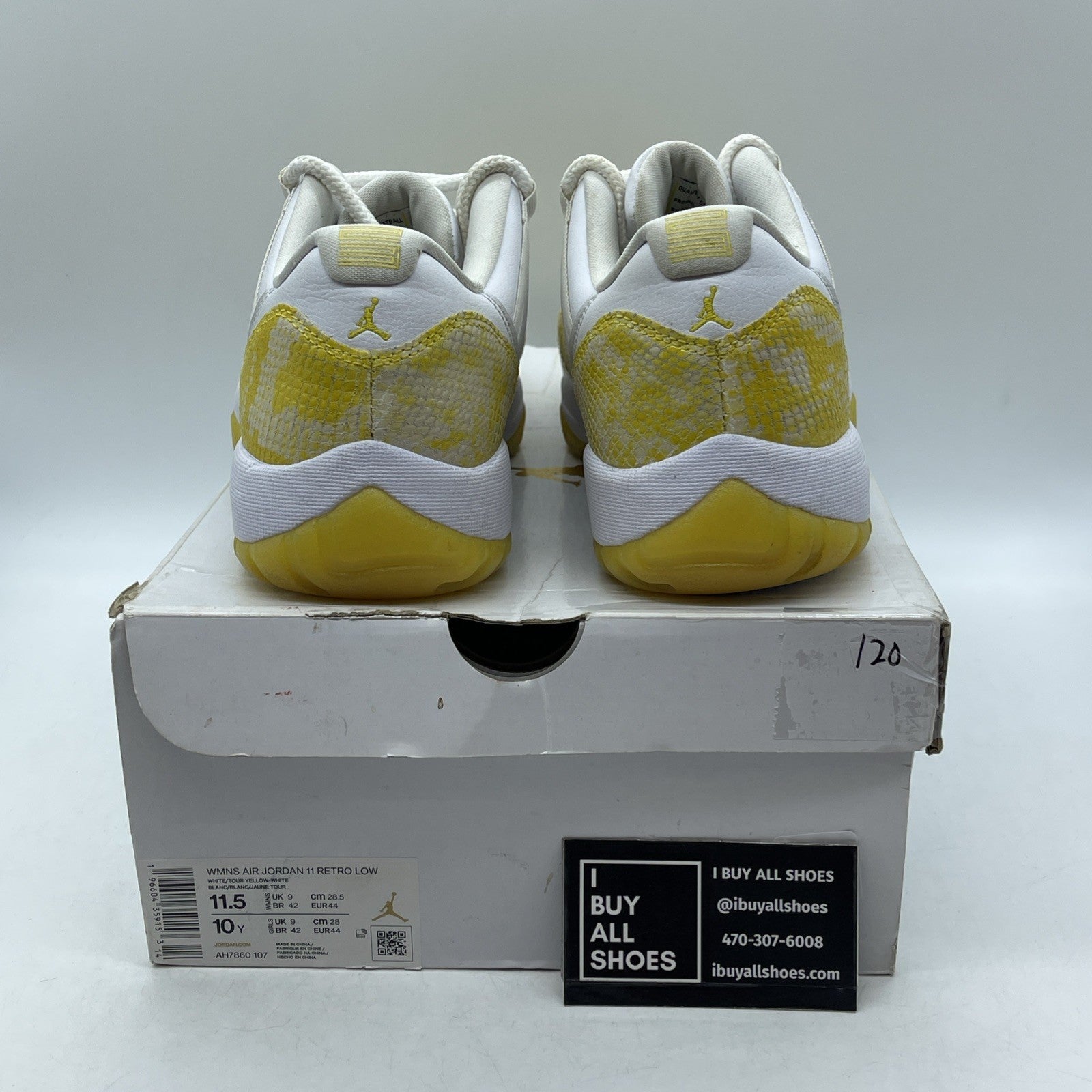 Size 11.5W - Air Jordan 11 Low Yellow Snakeskin (AH7860-107)