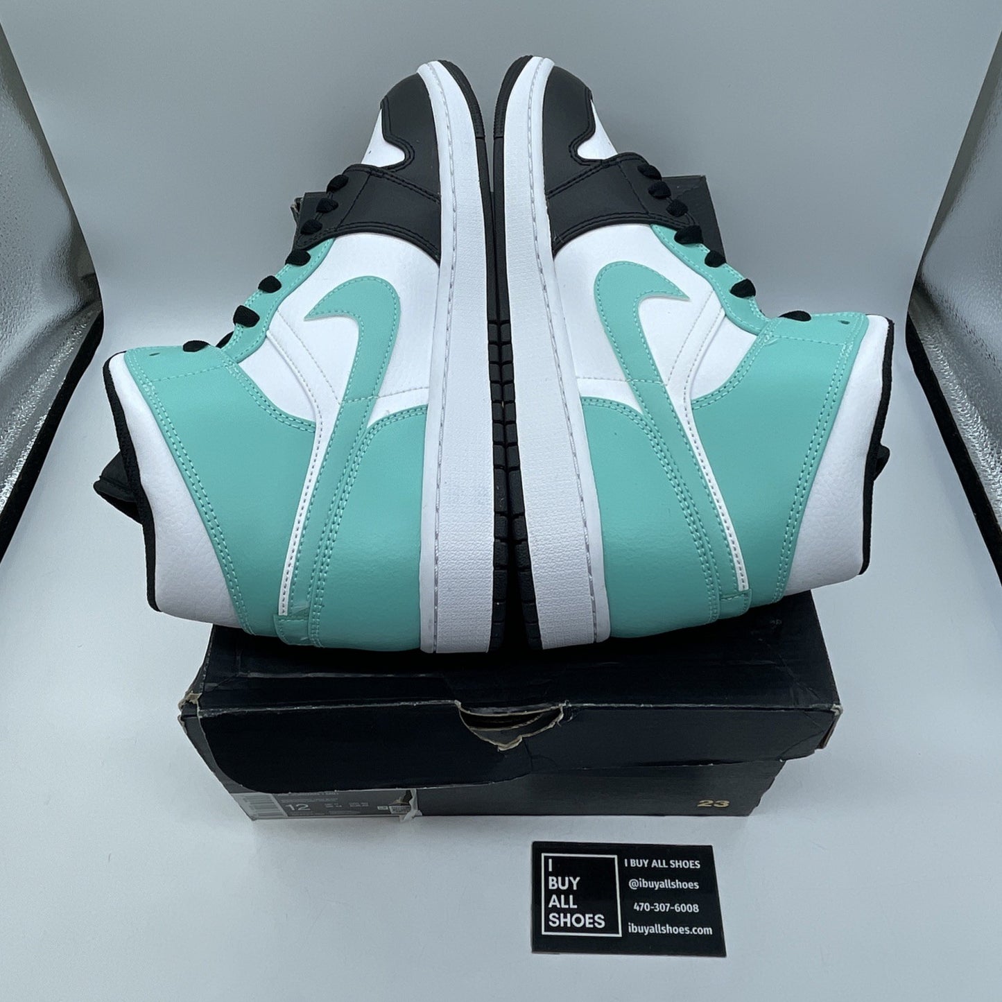 Size 12 - Air Jordan 1 Mid Tropical Twist Blue Black Leather (554724-132)
