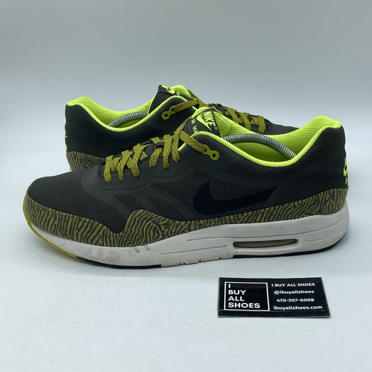 Size 13 - Nike Air Max 1 Premium Tape Yellow Zebra Grey Green (599514-007)