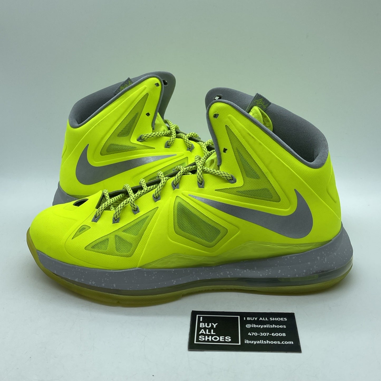 Size 11 - Nike LeBron 10 Volt Grey Leather  (541100-700)