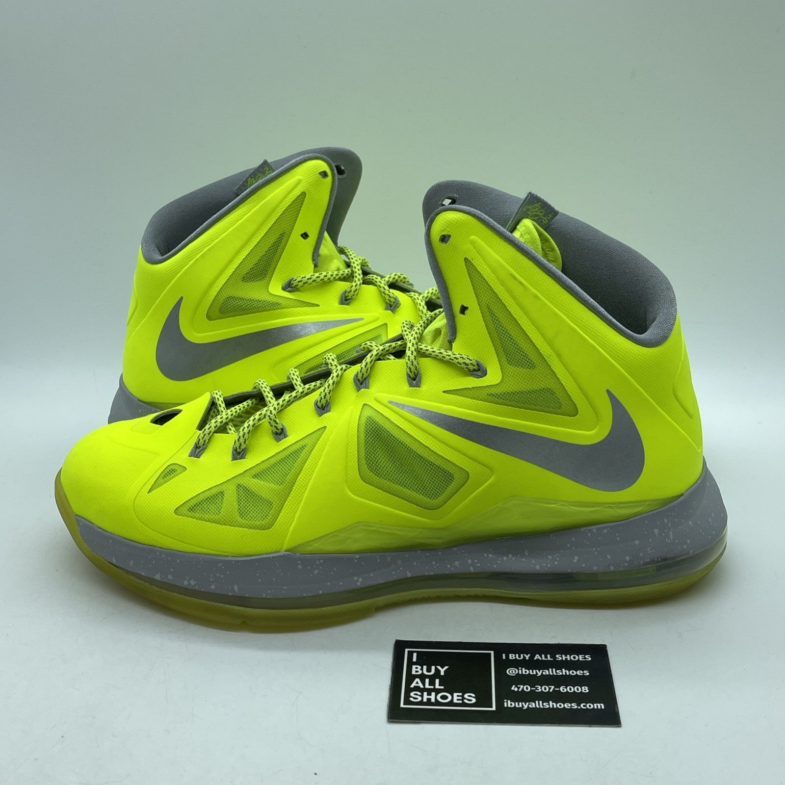 Size 11 - Nike LeBron 10 Volt Grey Leather  (541100-700)