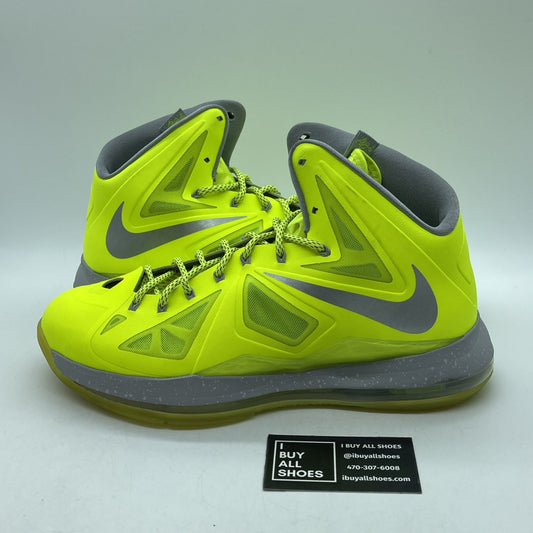 Size 11 - Nike LeBron 10 Volt Grey Leather  (541100-700)