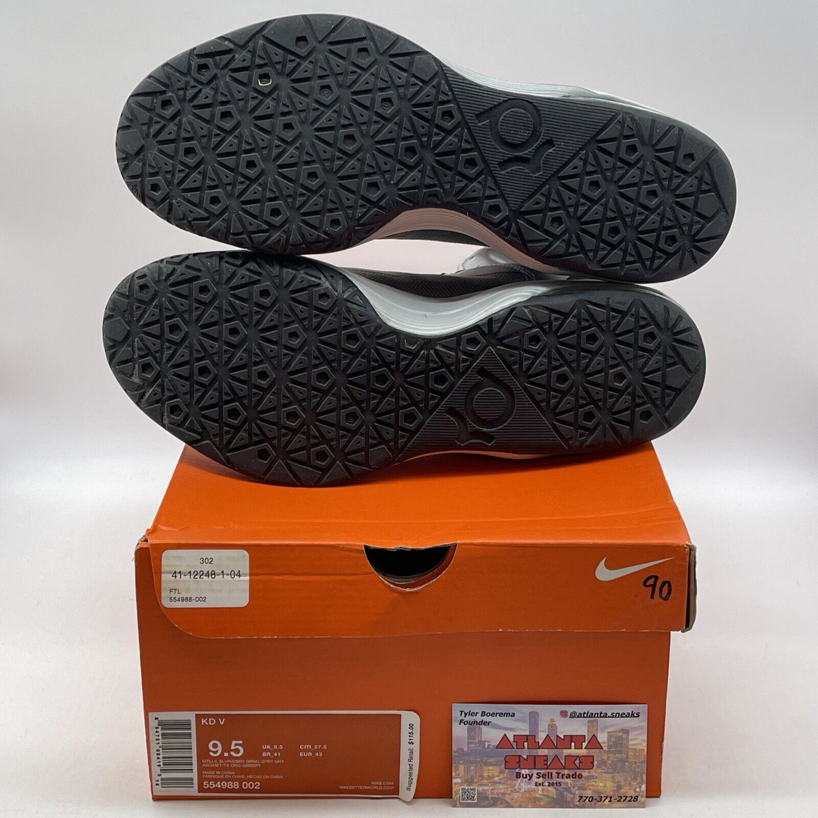 Size 9.5 - Nike KD 5 Texas Silver Brown Leather (554988-002)