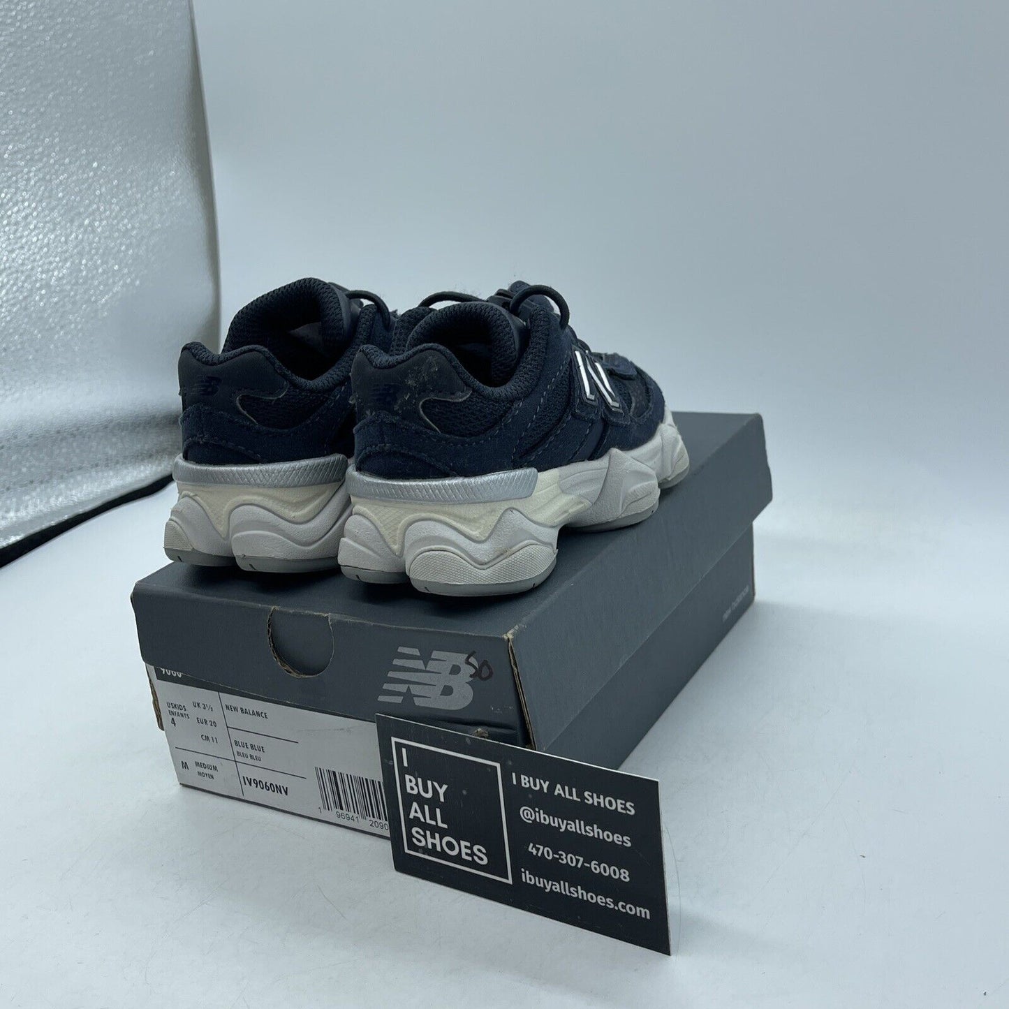 Size 4C - Toddler Kid's New Balance 9060 Eclipse Navy Suede Leather  (IV9060NV)