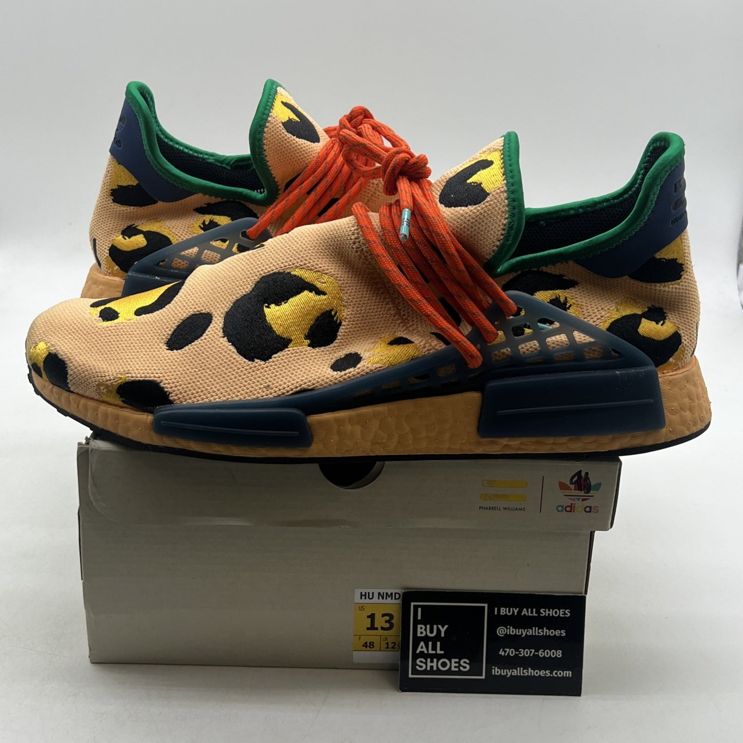 Size 13 - adidas Pharrell x NMD Human Race Animal Print - Pulse Amber (HP3221)