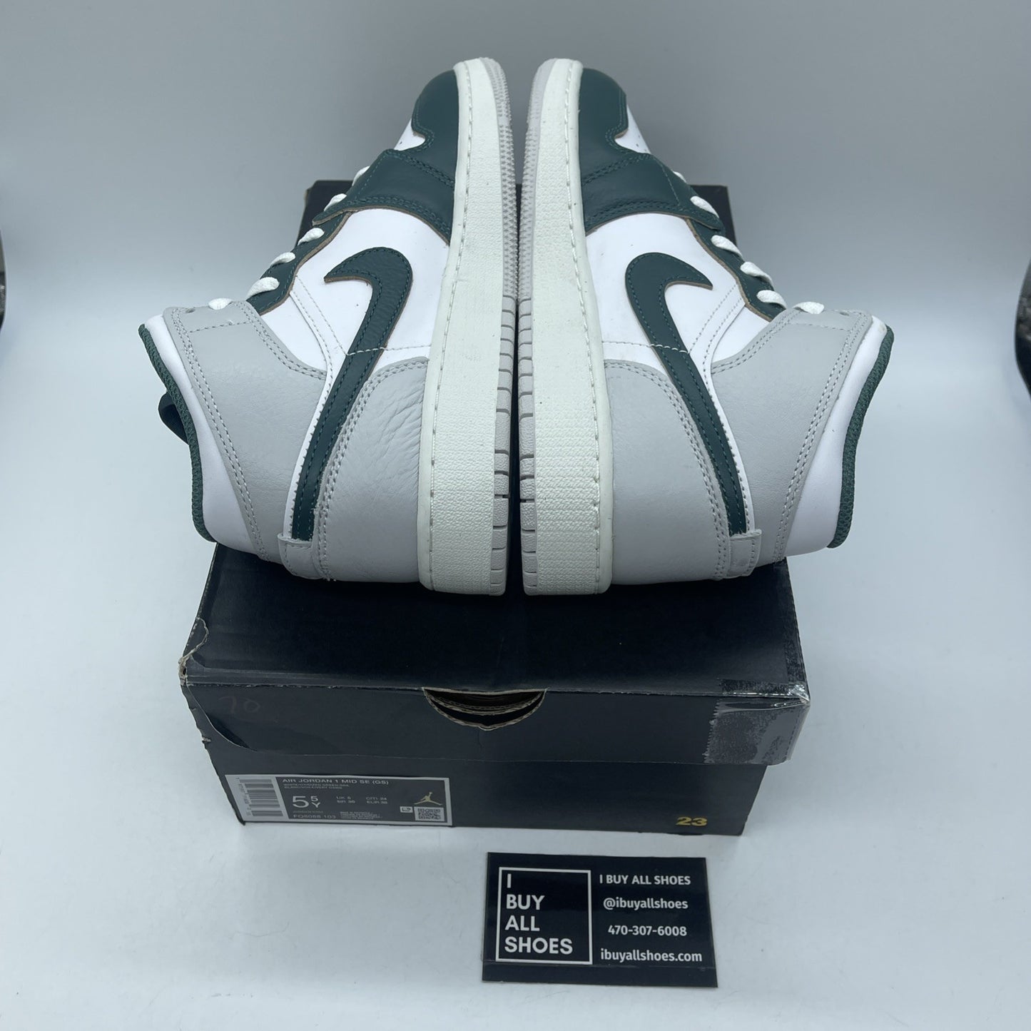 Size 5.5Y - Air Jordan 1 Mid SE ‘Oxidized Green Grey White Leather (FQ8088-103)