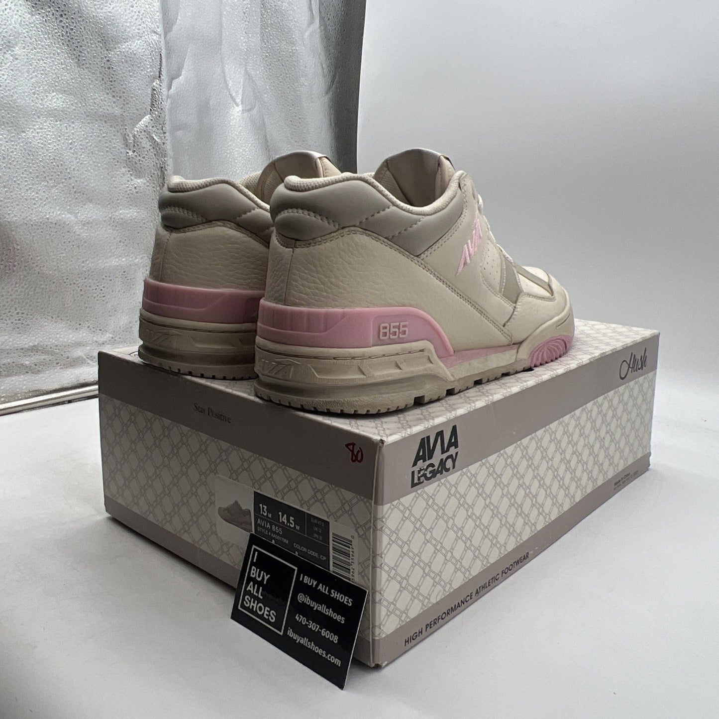 Size 13 - Avia 855 x Hush Basketball Shoes Low Top Retro White/pink Mens